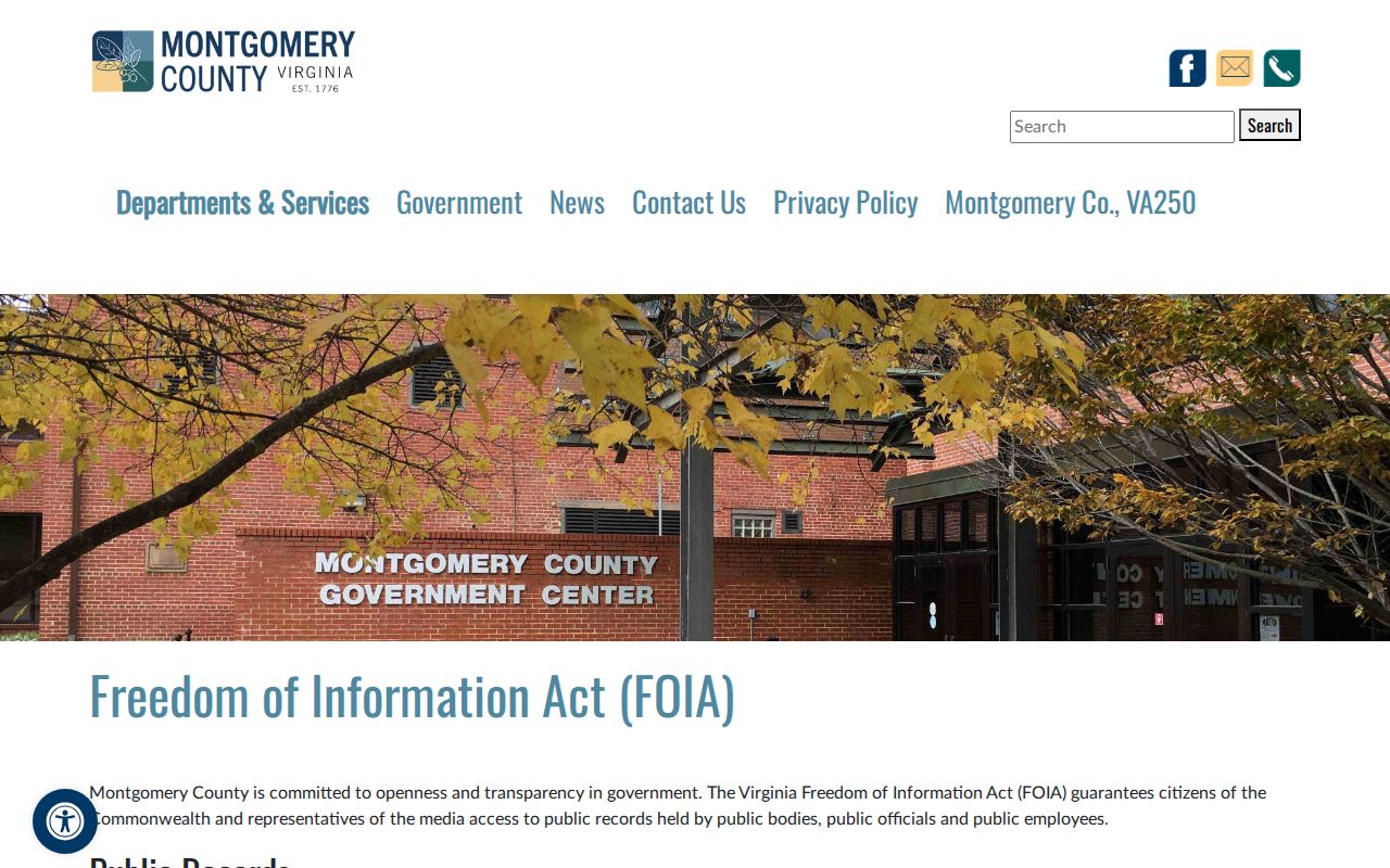 Blacksburg residents directory Montgomery County FOIA request information