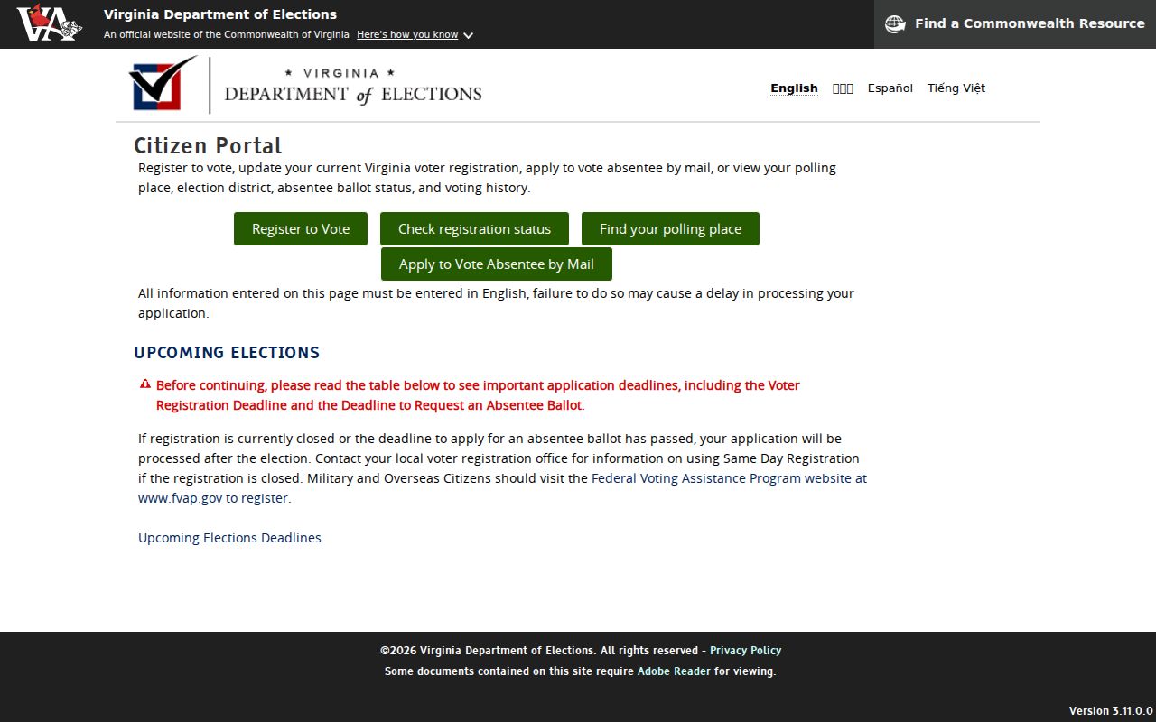 Blacksburg residents directory Virginia voter portal self-service options