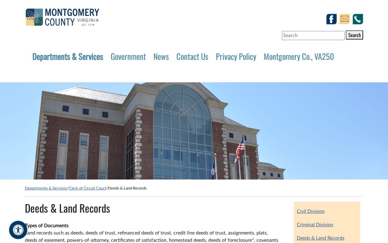 Blacksburg street directory Montgomery Circuit Clerk deeds and land records